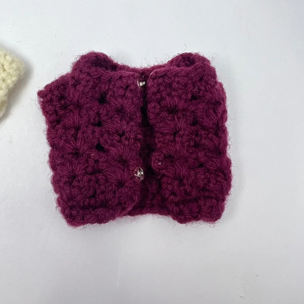 Vintage Handmade Crochet Ken Barbie Doll Sweaters 70s Hand Knit Pullover Vest
